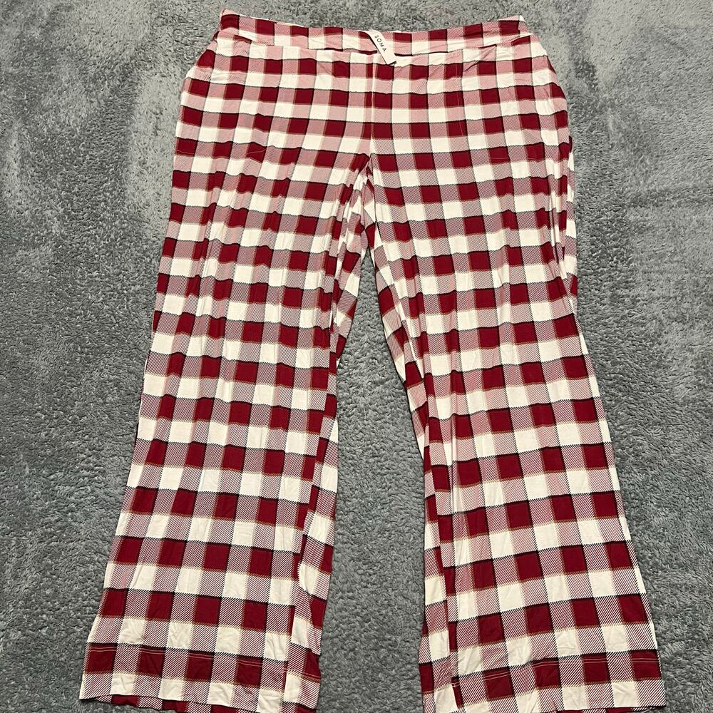 Soma Pajama Sleep Pants Womens XXL Red Plaid Stretch Lounge